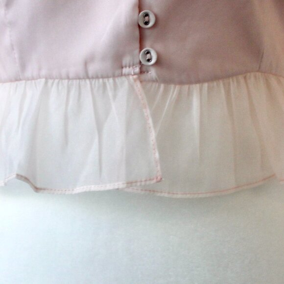 Vestique Coquette Light Pink Sheer Ruffle Crop Top Sweetheart Puff Blouse Small - Picture 6 of 12